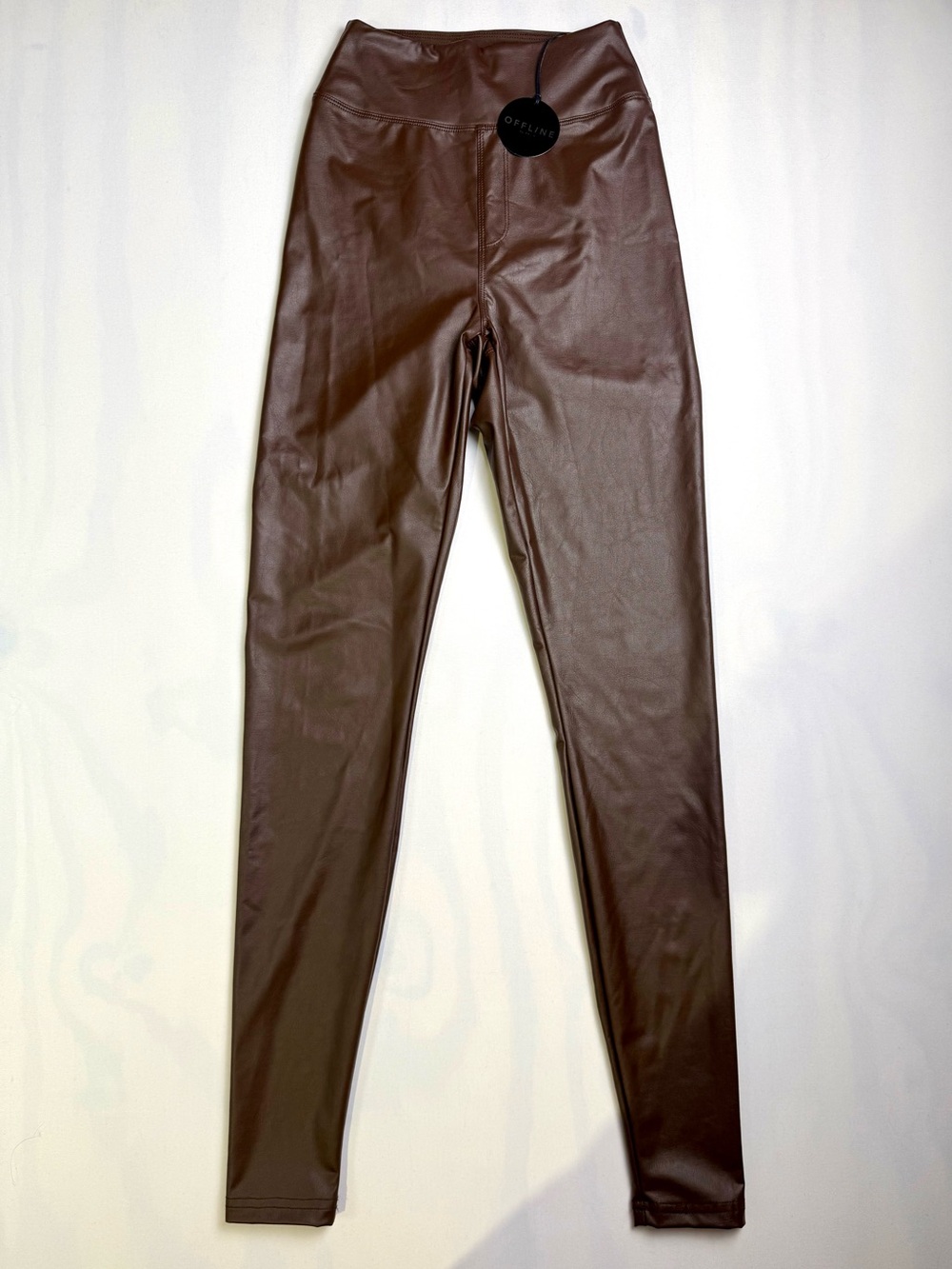 Aerie‎ NWT OFFLINE Real Luxe Faux Leather Leggings Brown High Rise XS